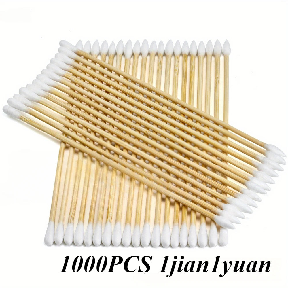 100/300PCS 6-Inch Precision Cotton Swabs - Pointed Cotton Buds with Long Wooden Sticks and Storage Case