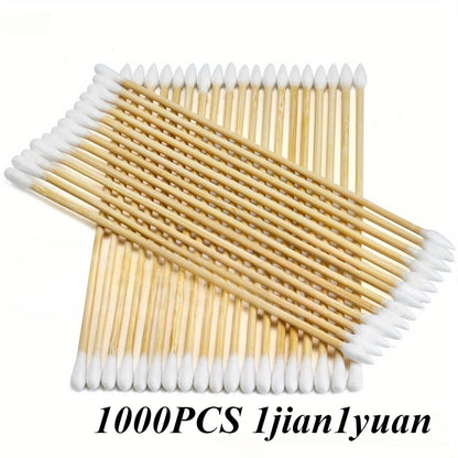 100/300PCS 6-Inch Precision Cotton Swabs - Pointed Cotton Buds with Long Wooden Sticks and Storage Case