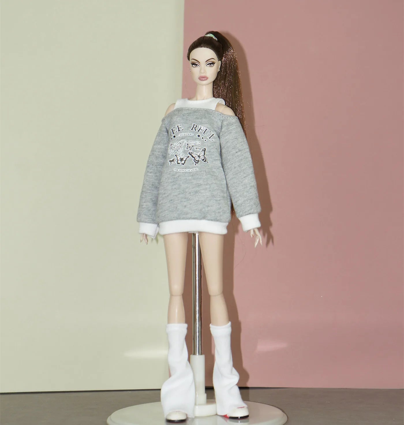 30cm Doll Clothes Set – Long Sleeve Shirt & Foot Covers for 1/6 OB/ST/FR/BB Dolls
