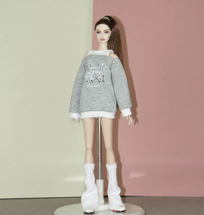 30cm Doll Clothes Set – Long Sleeve Shirt & Foot Covers for 1/6 OB/ST/FR/BB Dolls