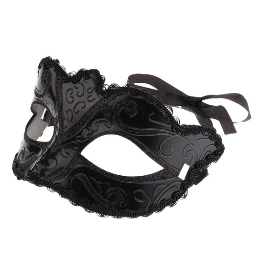Black Lace Half Face Fox Mask – Venetian Masquerade Eye Mask with Tiara for Carnival & Party Wear