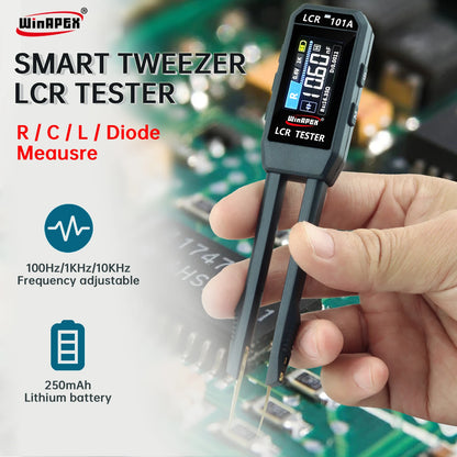 LCR-101A Digital LCR Bridge Tester - 10kHz Rechargeable SMD Component Tester for Resistors, Capacitors, Diodes & Inductors
