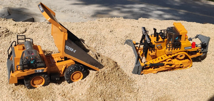 4WD RC Excavator Alloy Dump Truck Bulldozer | Remote Control Construction Vehicle Toy for Kids