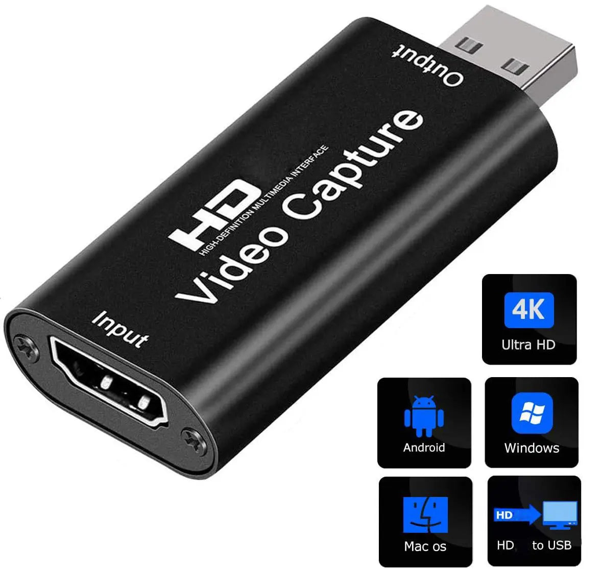 4K HDMI-Compatible Video Capture Card – USB 2.0 1080P Streaming Recorder for PS4, Game, DVD, and Camera