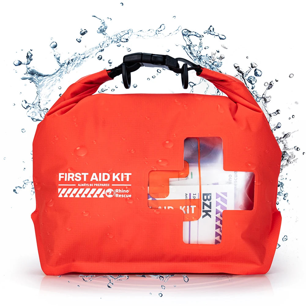RHINO RESCUE Waterproof First Aid Kit — Lightweight Dry Bag with Emergency Survival Supplies for Outdoor Kayaking, Swimming & Boating