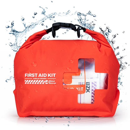 RHINO RESCUE Waterproof First Aid Kit — Lightweight Dry Bag with Emergency Survival Supplies for Outdoor Kayaking, Swimming & Boating
