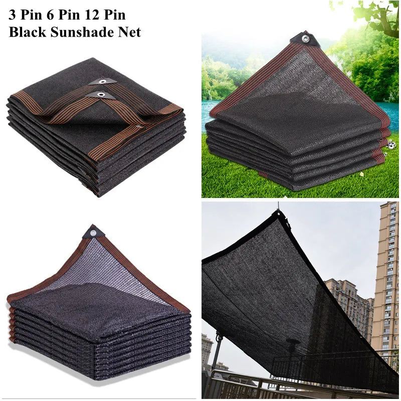 Black Anti-UV HDPE Sunshade Net - Garden Succulent Plant Shading Net for Outdoor Swimming Pool Cover - 3Pin 6Pin 12Pin Sun Shade