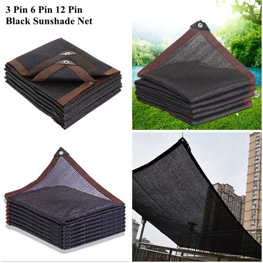 Black Anti-UV HDPE Sunshade Net - Garden Succulent Plant Shading Net for Outdoor Swimming Pool Cover - 3Pin 6Pin 12Pin Sun Shade