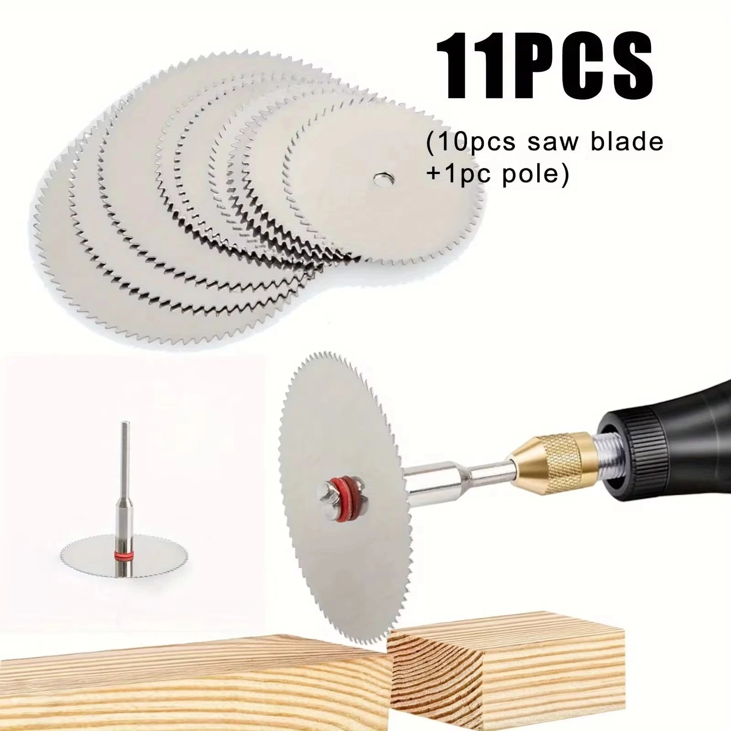 11PCS Mini Circular Saw Blade Set – Precision Cutting Discs with Adapter Rod for Wood & Metal (22–32mm)