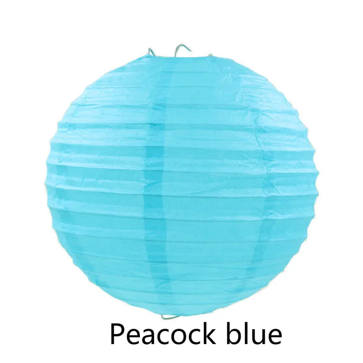 Round Paper Lantern Hanging Ball Decor for Wedding & Birthday Party, DIY Lampion Craft Supplies in White, Red & Blue