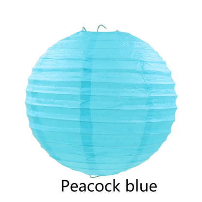 Round Paper Lantern Hanging Ball Decor for Wedding & Birthday Party, DIY Lampion Craft Supplies in White, Red & Blue