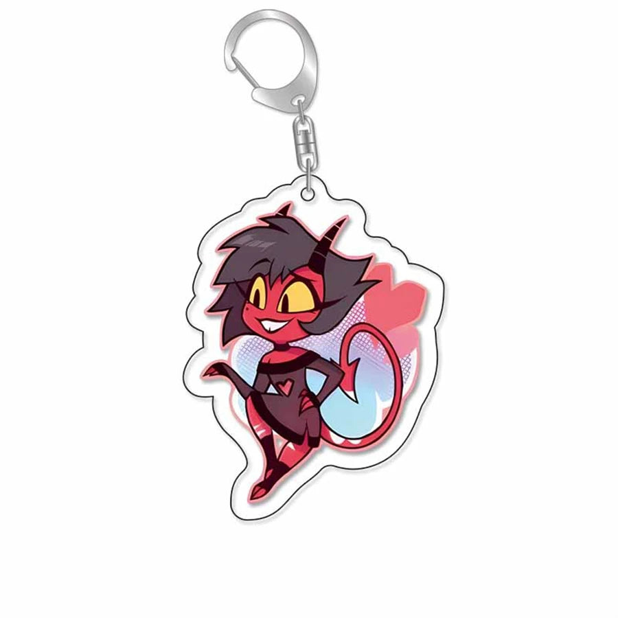 Anime Acrylic Keychain – Vaggie & Alastor Y2K Cartoon Pendant for Bags, Keys & Gifts