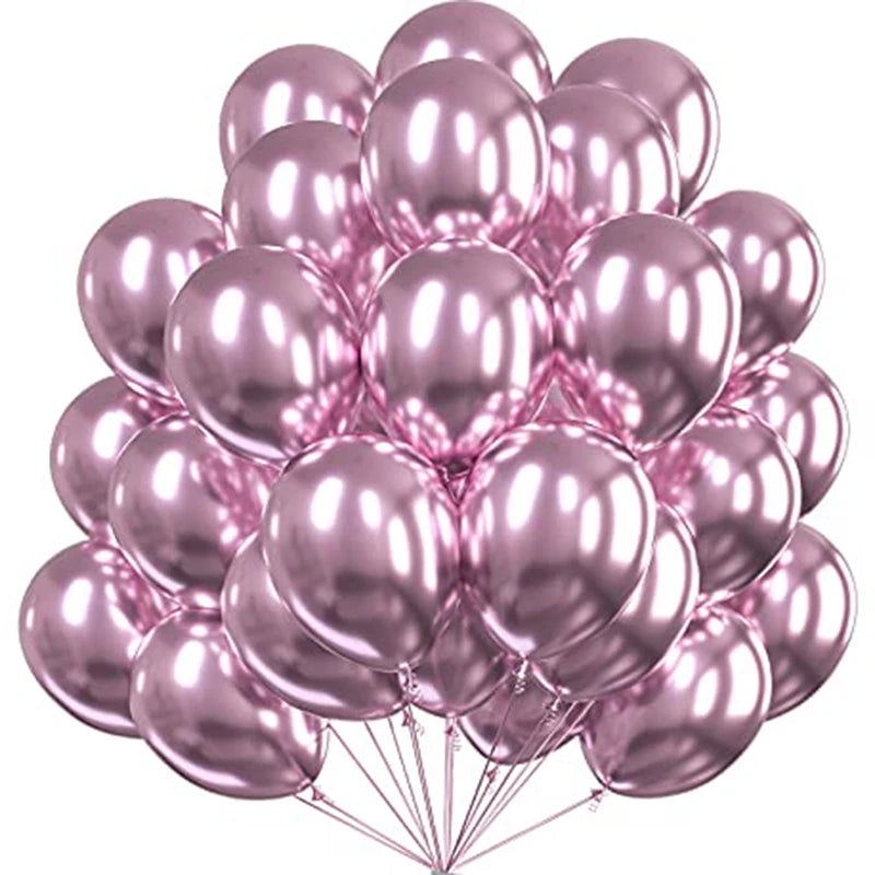 12 Inch Color Metal Confetti Balloons - Gold and Silver Round Latex Balloons for Anniversary, Wedding, and Birthday Party Decor