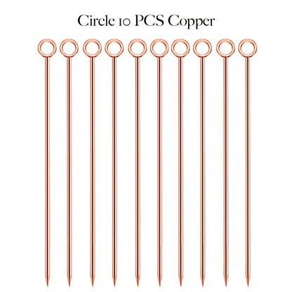 10PCS Stainless Steel Cocktail Picks - Fruit Sticks & Drink Stirring Sticks in Circle, Ball, and Hat Shapes