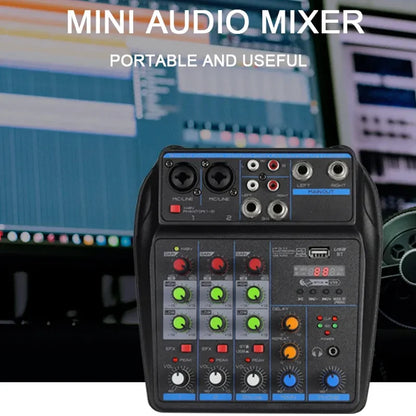 4-Channel DJ Mixer Console with Bluetooth – USB Audio Mixer, 48V Phantom Power, Karaoke Monitor System