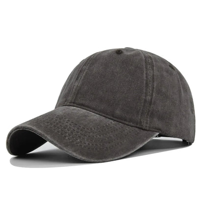 Baseball Snapback Cap – Pure Color Cowboy Hat, Water-Washed Hip Hop Fitted Cap for Men & Women, Spring & Autumn