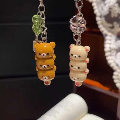 Cute Bear Phone Charm - Kawaii Anime Keychain Pendant for iPhone, AirPods, Keys & School Bags