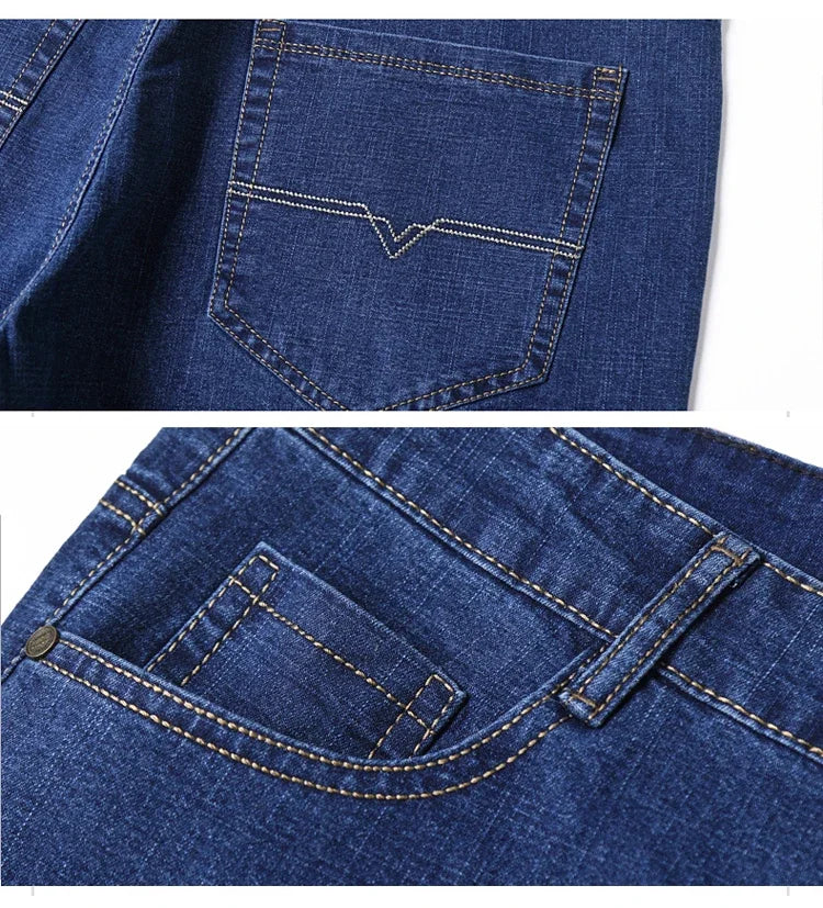 Big Size Men’s Jeans – High Stretch Wide-Leg Denim Pants for 45–150kg, Comfortable Fit Jeans Hombre