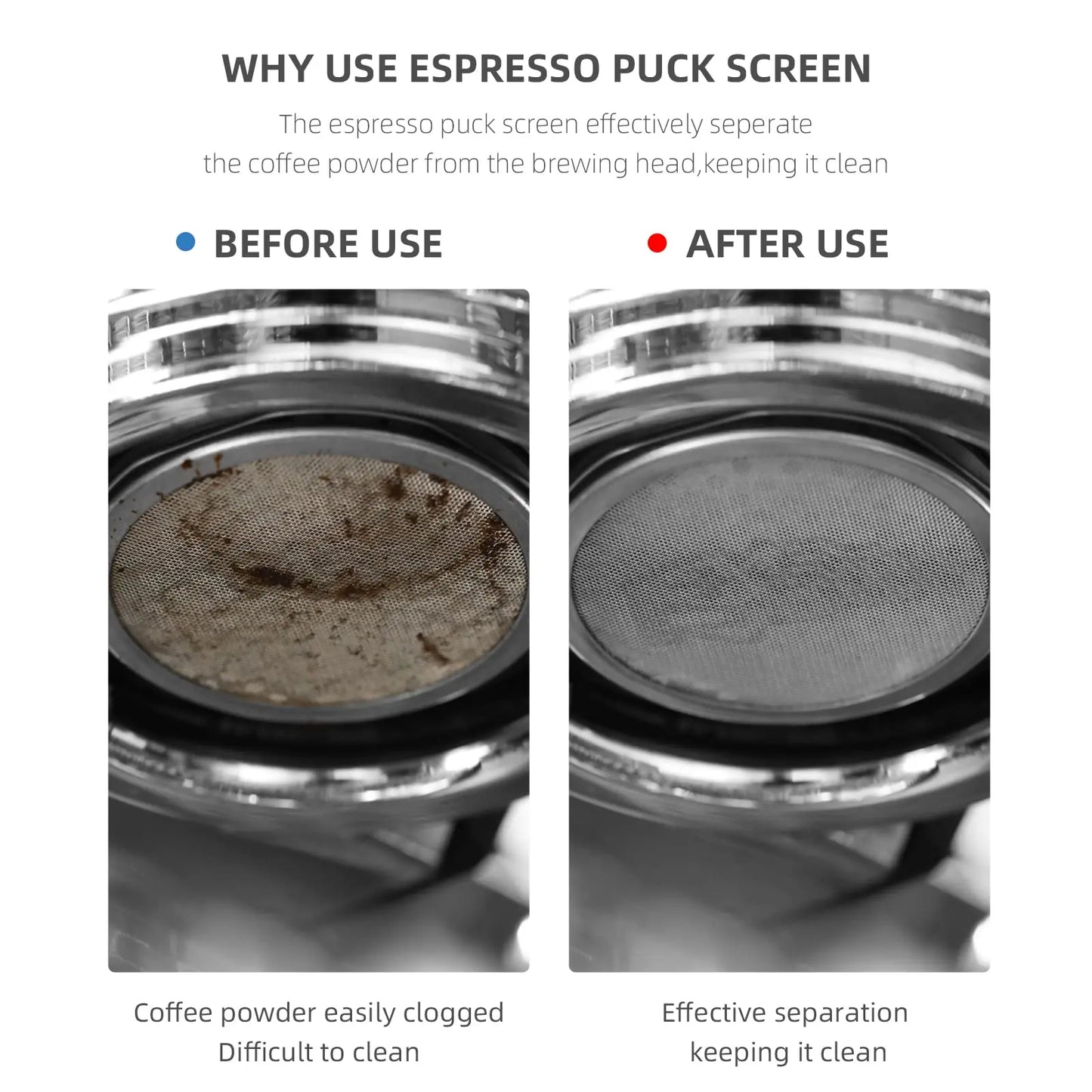 Reusable Coffee Filter Screen – 51/53/58mm Heat Resistant Mesh for Portafilter, Barista Espresso Puck Screen