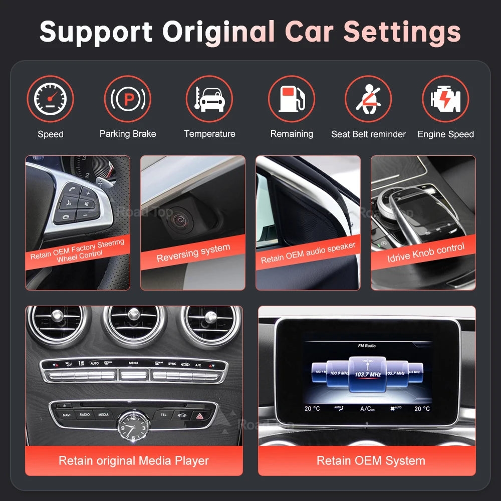 1920x720 Multimedia Touch Screen - Wireless CarPlay & Android Auto for Mercedes-Benz C Class W205, GLC, V Class W447 (2015-2018) NTG5.0