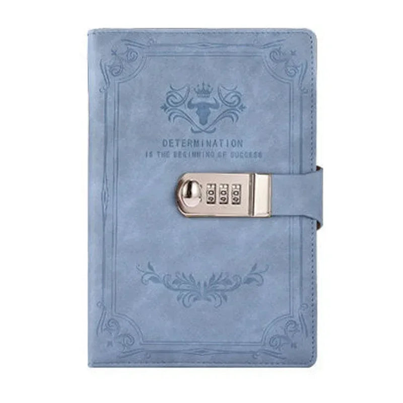 A5 Retro Password Book with Lock – 200 Pages Thick Creative Diary & Student Notepad Notebook