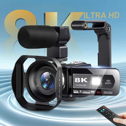 8K Digital Video Camera – 64MP Professional Recorder with 18X Digital Zoom, 3-Inch LCD Touch Screen Camcorder