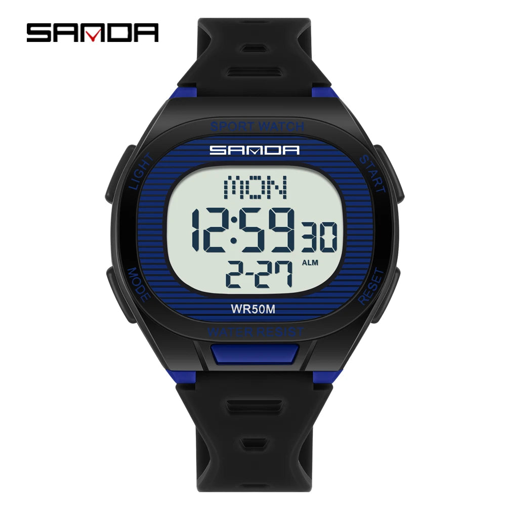 SANDA 2195 Square Digital Watch - Multifunction Waterproof LED Sports Wristwatch for Students