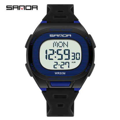 SANDA 2195 Square Digital Watch - Multifunction Waterproof LED Sports Wristwatch for Students