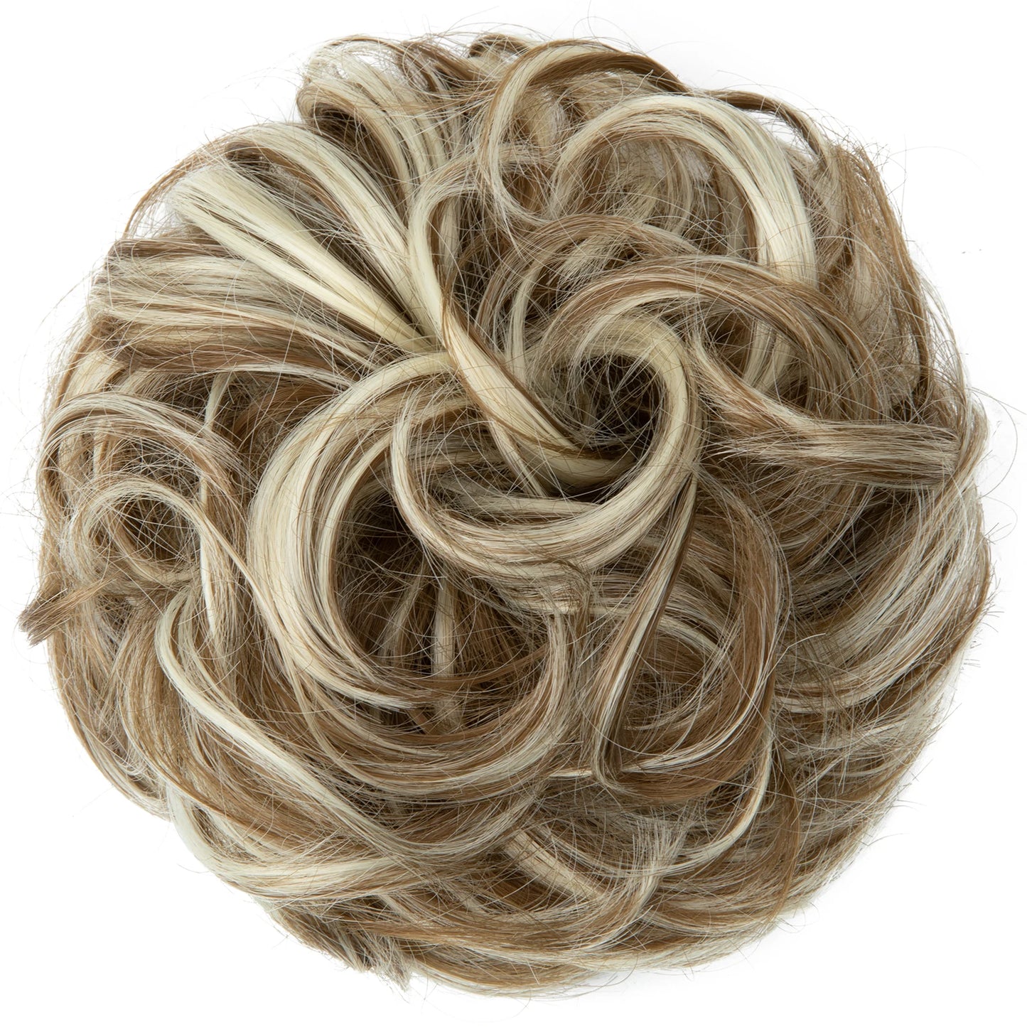 Synthetic Messy Hairpiece Chignon Scrunchie – Blonde & Brown Donut Bun for Women, Elastic Daily Use Hair Extension H9
