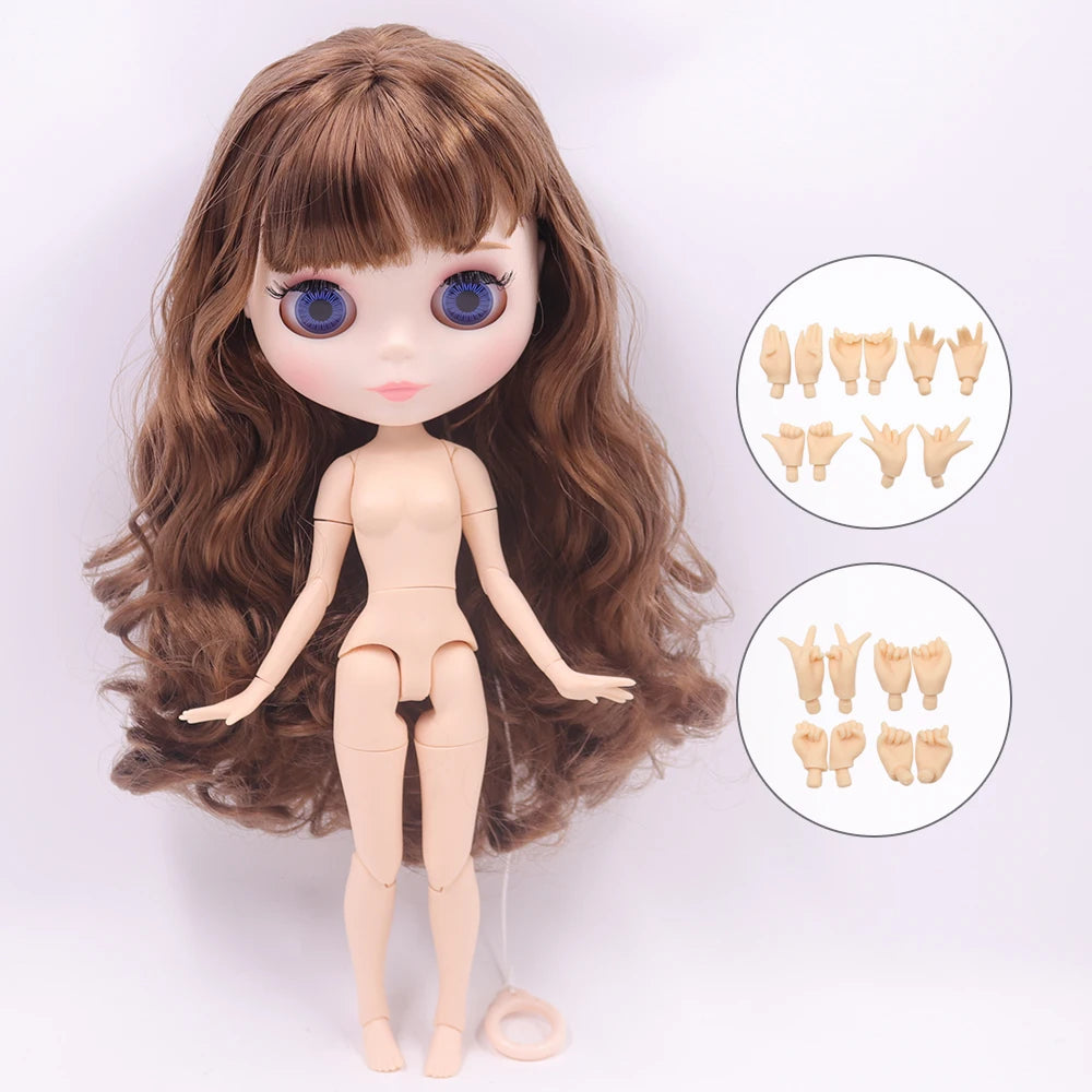 ICY DBS Blythe 1/6 BJD Doll - 30cm Jointed Body with White Skin & Shiny/Matte Face