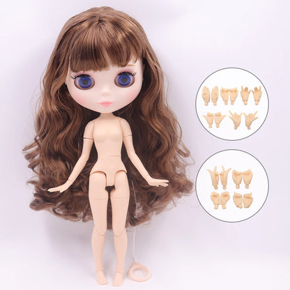 ICY DBS Blythe 1/6 BJD Doll - 30cm Jointed Body with White Skin & Shiny/Matte Face