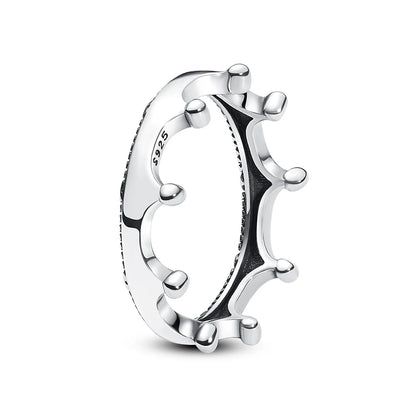925 Sterling Silver Women’s Ring – Crown, Heart & Wishbone Design with Crystal, Rose Gold Engagement & Wedding Jewelry