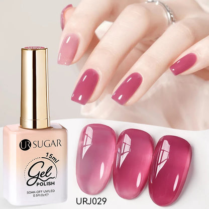UR SUGAR 15ml Jelly Milky White Gel Polish – Translucent UV Soak Off Nail Art Varnish Semi-Permanent Fashion Nail Color