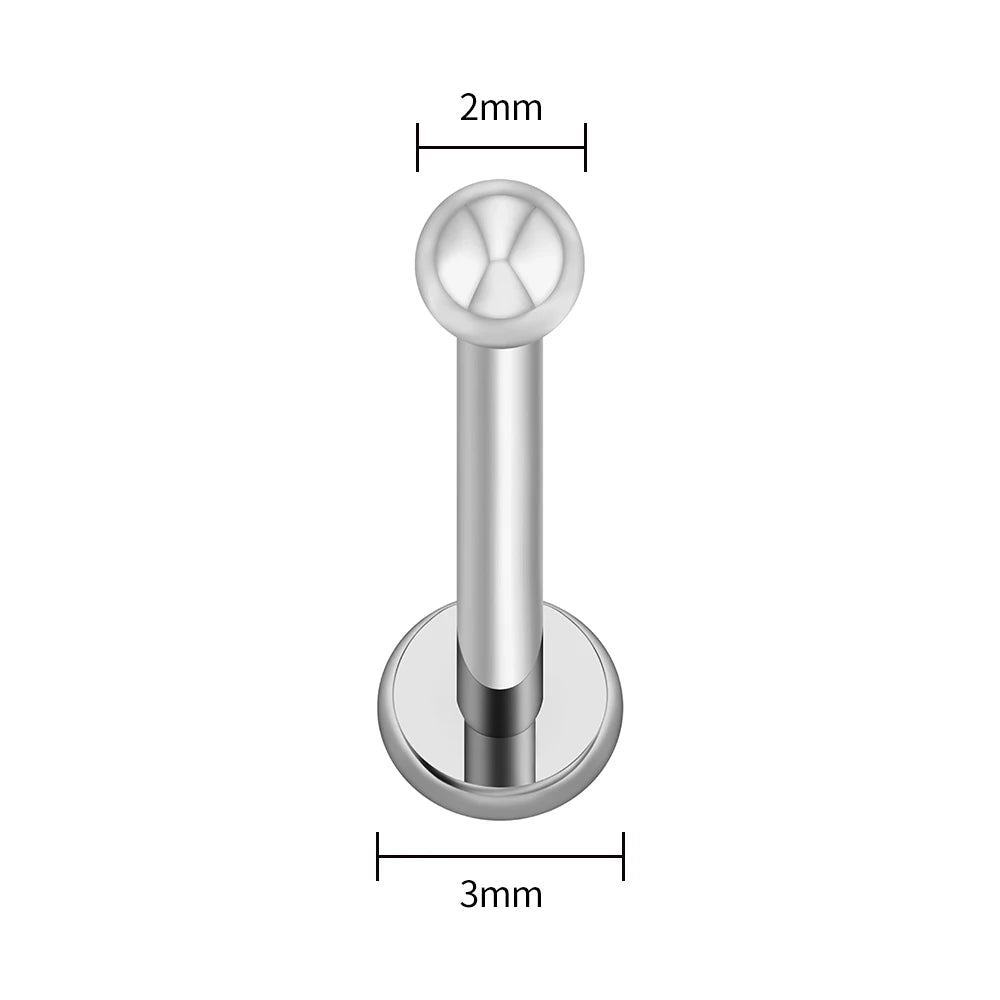 ASTM F136 Titanium Labret Stud Earrings – Threadless Push Pin Nose, Tragus, Cartilage & Helix Piercing Jewelry 16G/18G