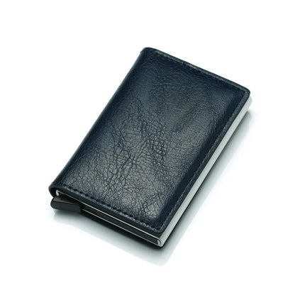 Carbon Fiber Credit Card Holder Wallet for Men - RFID Slim Pop-Up Metal Minimalist Case, Black