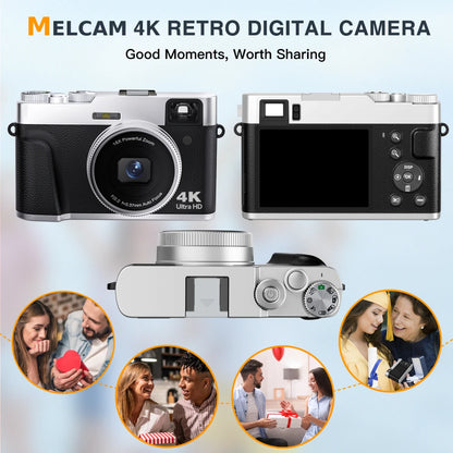 4K Digital Camera – Auto Focus, 48MP Vlogging Camera for YouTube, Anti-Shake Video, Viewfinder, Flash & 16X Zoom