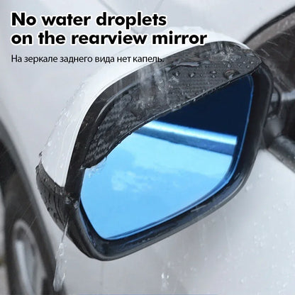 2PCS Carbon Fiber Car Rearview Mirror Rain & Sun Shields – Clear Vision Protector