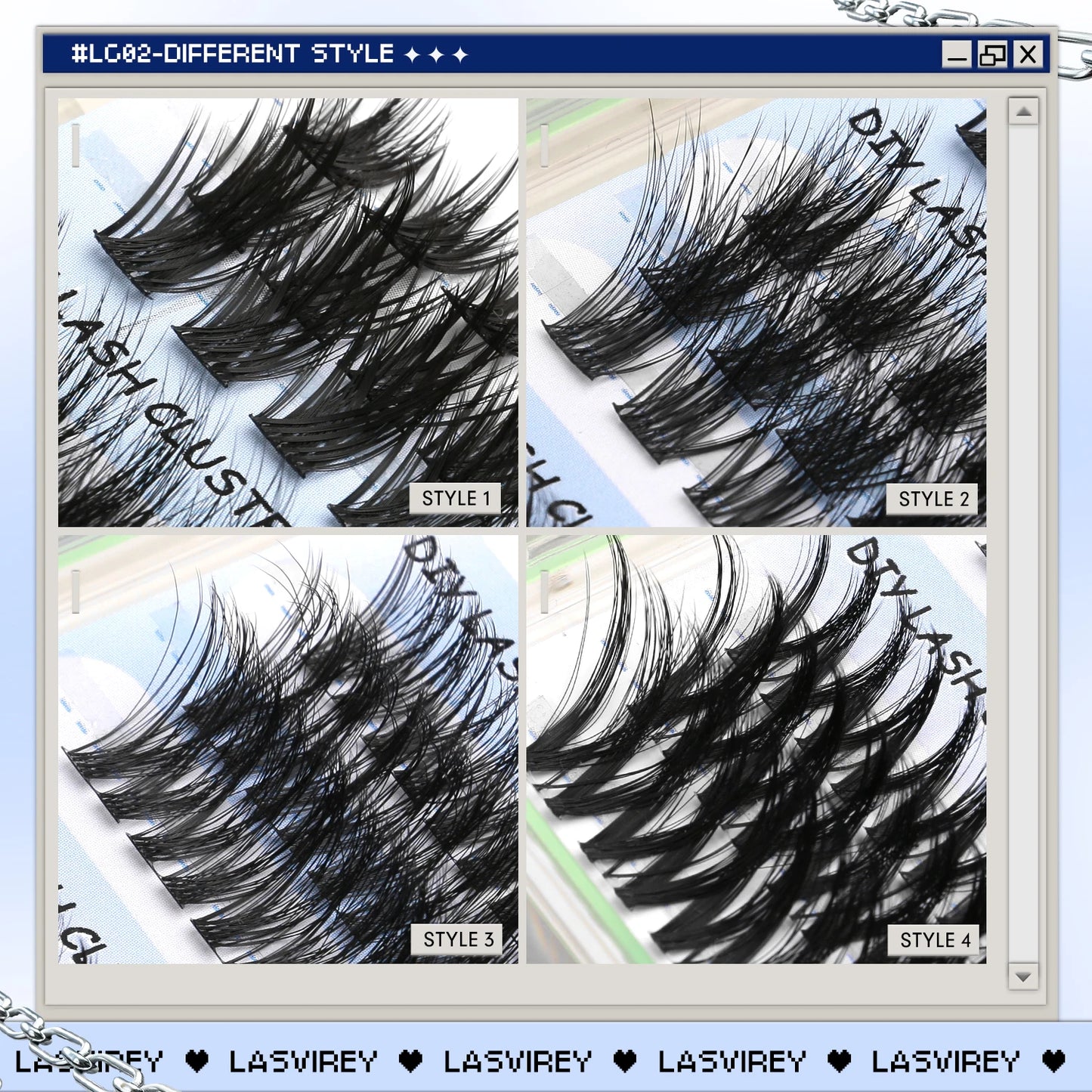 Lasvirey DIY Cluster Lashes Kit – 4-in-1 Fluffy Eyelash Extension Set with Lash Bond & Seal, Mixed Full Individual Lash Clusters