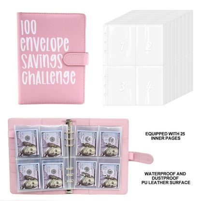 100 Day Couple's Challenge Journal – PU Leather Loose-Leaf Savings Book with Magnetic Buckle, Save & Make Money Notebook