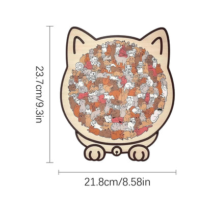 135-Piece Cat-Shaped Wooden Jigsaw Puzzle – Unique Irregular Puzzle Game for Cat Lovers, Birthday & Xmas Gift