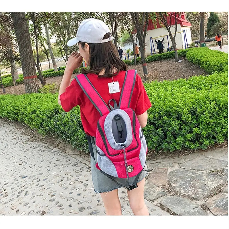 Double Shoulder Portable Travel Backpack - New Outdoor Pet Dog Carrier Bag with Mesh Front - Convenient Pet Dog Backpack for Adventures