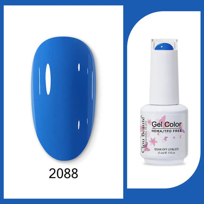 Clou Beaute 15ml Gel Nail Polish Set – Red Black White Green Neon UV Soak-Off Semi-Permanent Nail Varnish Base & Velvet Top Coat