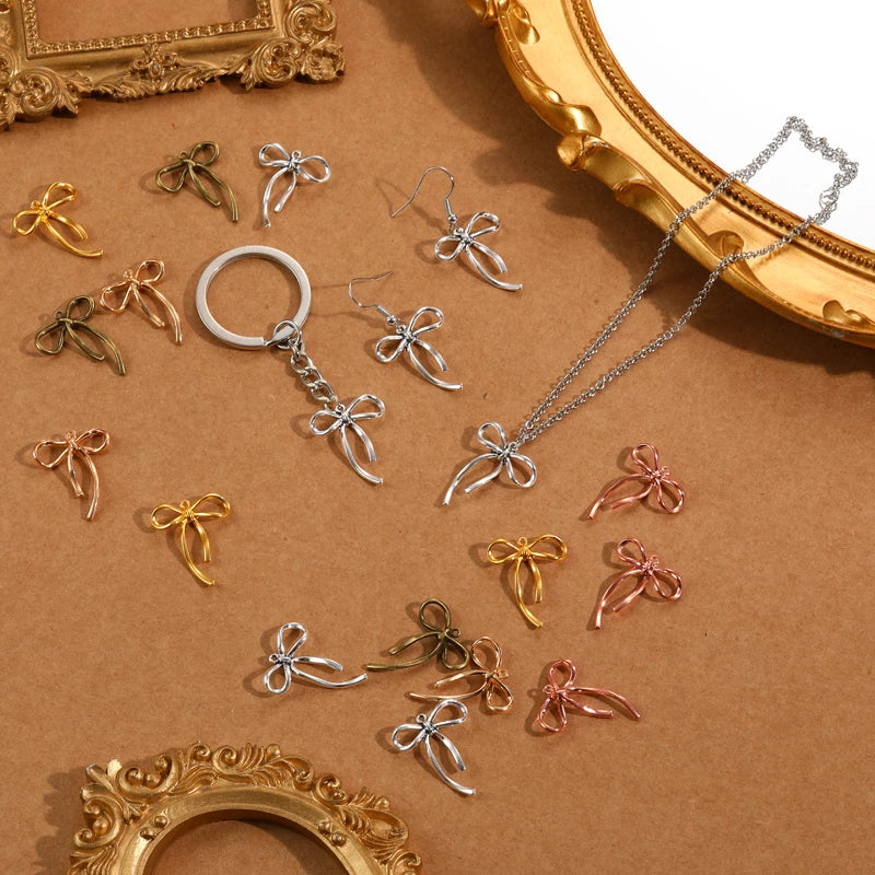 20pcs Bow Knot Charms - 20x25mm Pendant Beads for DIY Bracelet & Necklace Jewelry Making
