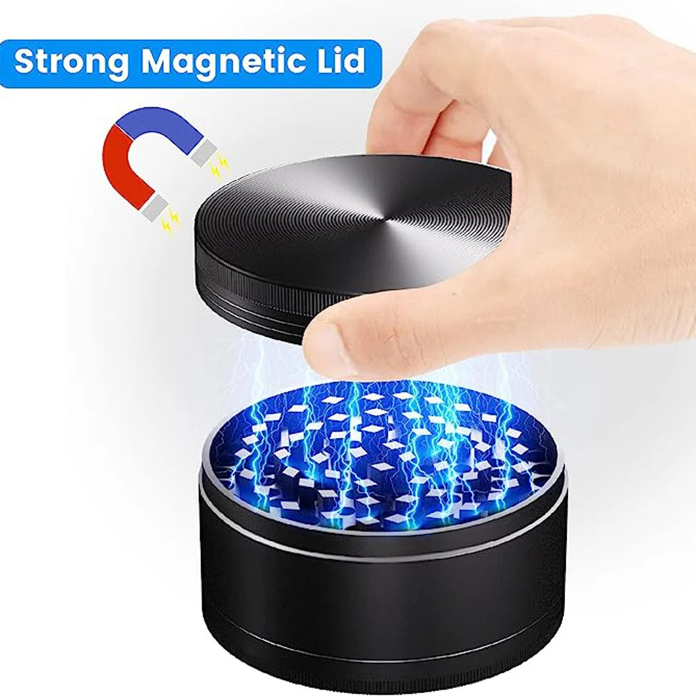 75mm (3") 4-Layer Zinc Alloy Herb Grinder — 4-Piece Large Spice & Smoking Crusher