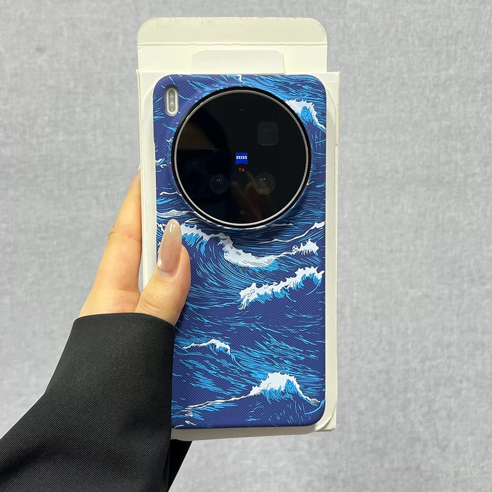 VIVO X300 X200 Ultra Plus Carbon Fiber Magnetic Case - Kevlar Sea Wave Pattern MagSafe Slim Armor PC Cover