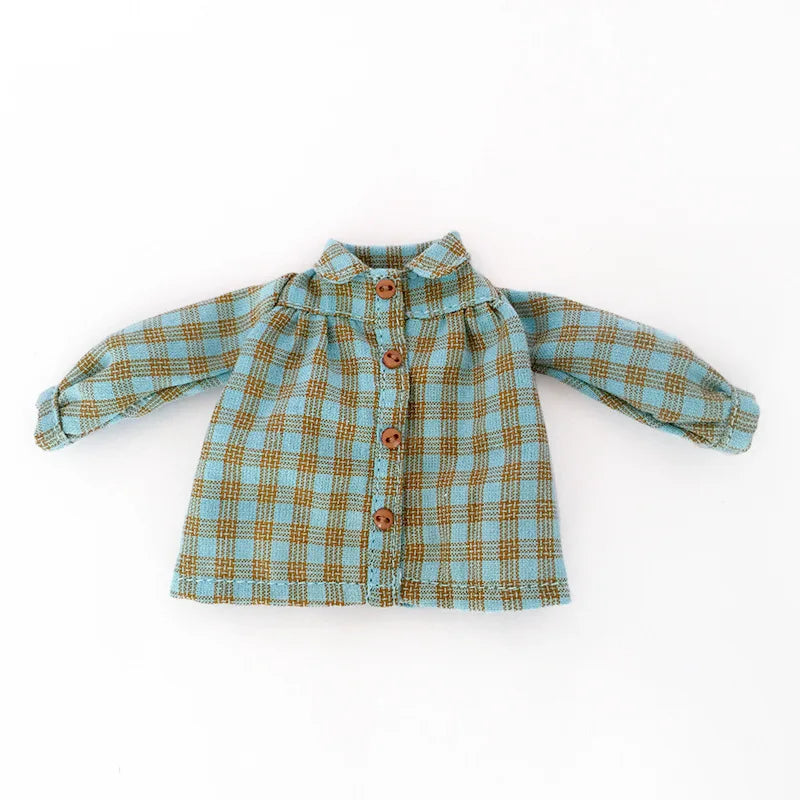 Casual Blythe Doll Clothes – Romper, Plaid Pants & Long Sleeve Top for Licca, Azone, OB24/OB27 Dolls