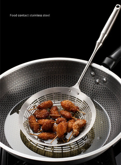 3 Sizes Round 304 Stainless Steel Strainer Set – Long Handle Kitchen Sieves for Hot Pot, Oil Filter & Cooking Tools