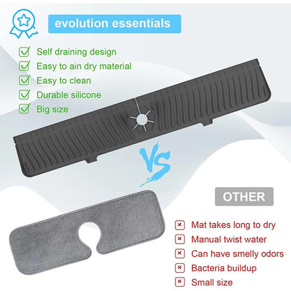 Silicone Sink Splash Guard - Upgraded Faucet Mat Gadgets - Drip Catcher Mat for Kitchen - Water Splash Guard Behind Faucet