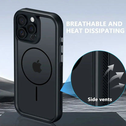 Luxury Matte MagSafe Transparent Case — Shockproof Magnetic Bumper Cover for iPhone 11–17 Pro/Max/Plus/Air