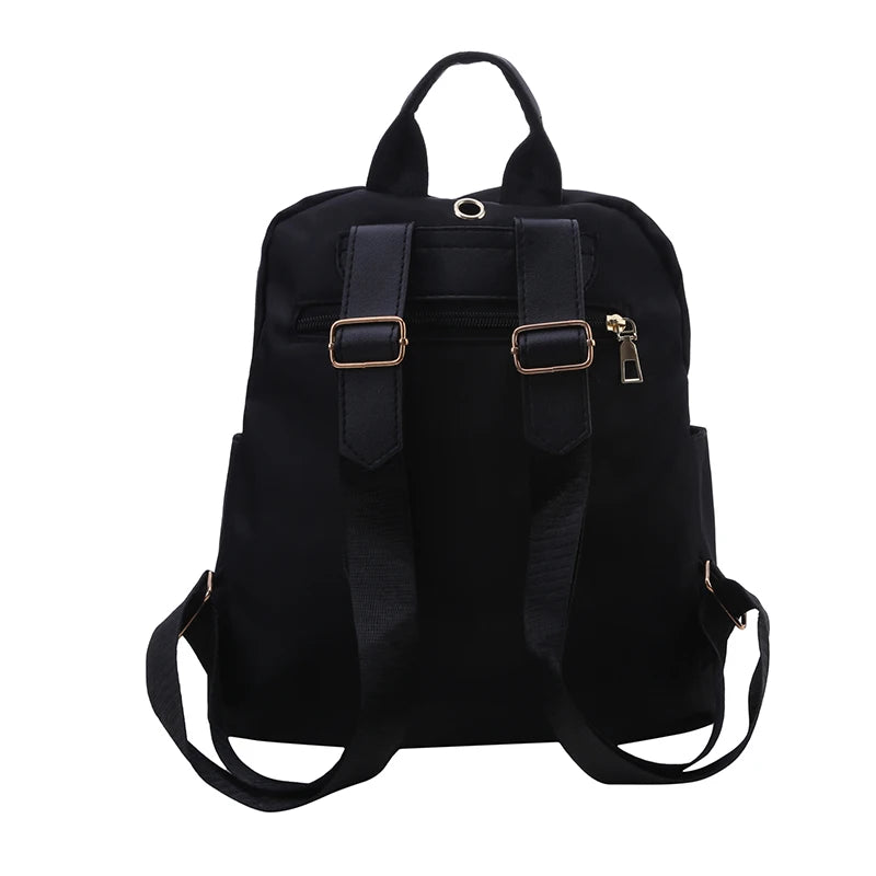 Simple PU Black Large Capacity Backpack - Unisex Travel Bag, Schoolbag for Women, Harajuku High Street Style